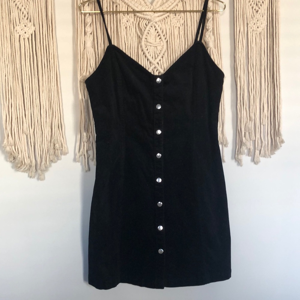 Black Corduroy Button Dress